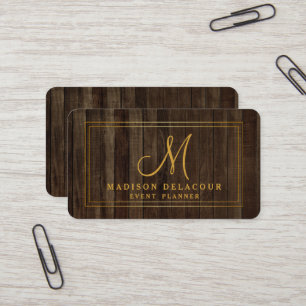 Tarjeta De Visita Elegante Moderno Monograma Dorado y Blanco Profesi