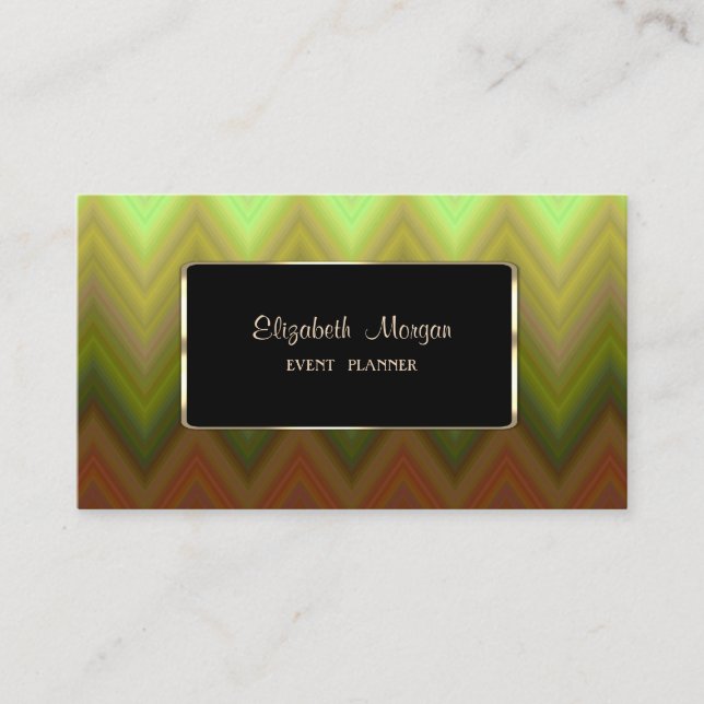 Tarjeta De Visita Elegante, moderno, Ombre Zigzag Chevron (Anverso)