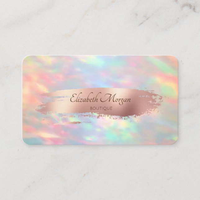 Tarjeta De Visita Elegante Moderno, Ópal, Rosa De Cepillo De Oro (Anverso)