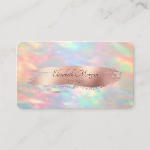 Tarjeta De Visita Elegante Moderno, Ópalo, Trazo de Pincel Dorado Ro