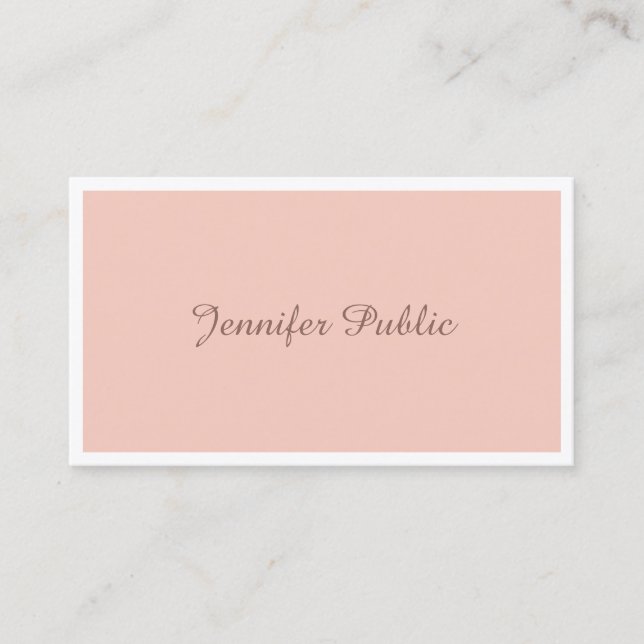 Tarjeta De Visita Elegante Moderno Plano Script Mano Libre Chic de M (Anverso)