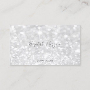Tarjeta De Visita Elegante Moderno Plateado Brillo Bokeh