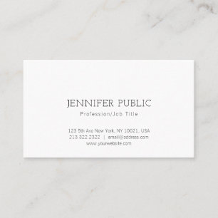 Tarjeta De Visita Elegante Moderno Profesional Blanco Liso