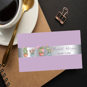 Tarjeta De Visita Elegante Moderno Profesional Cactus con Franja de 