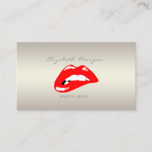 Tarjeta De Visita Elegante Moderno Profesional Femenino, Labios Rojo