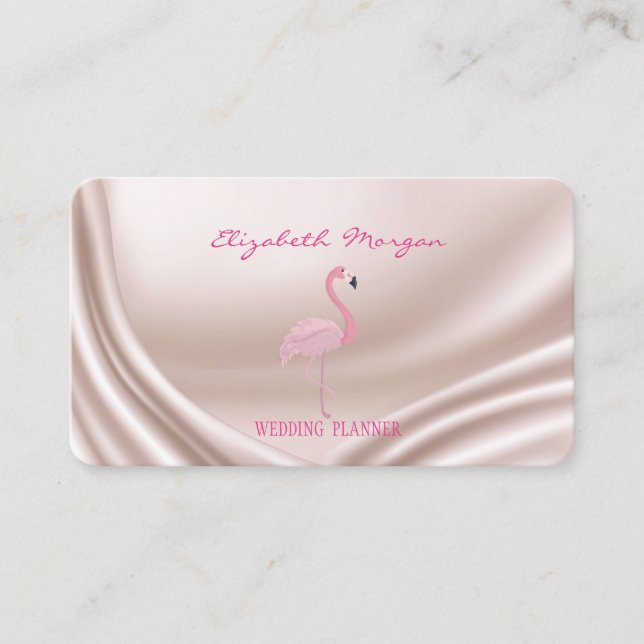 Tarjeta De Visita Elegante Moderno Profesional, Flamenco Rosa (Anverso)