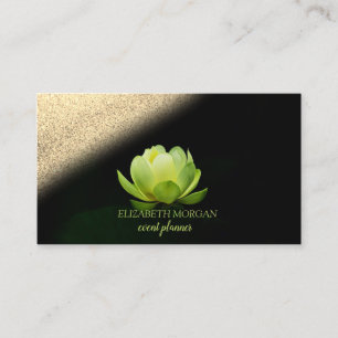 Tarjeta De Visita Elegante Moderno Profesional Loto Verde Dorado Bok