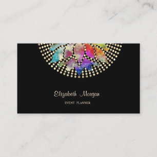 Tarjeta De Visita Elegante Moderno Profesional, Negro, Lunares de Or