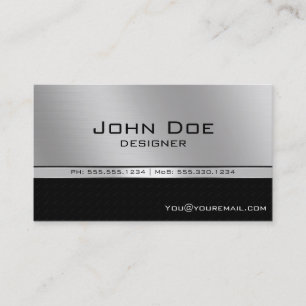 Tarjeta De Visita Elegante Moderno Profesional Negro y Plata