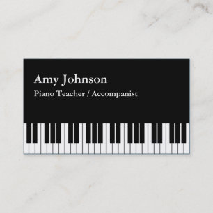 Tarjeta De Visita Elegante, moderno, profesional, profesor de piano