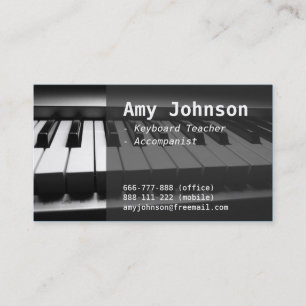 Tarjeta De Visita Elegante, moderno, profesional, profesor de piano