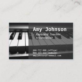 Tarjeta De Visita Elegante, moderno, profesional, profesor de piano