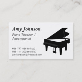 Tarjeta De Visita Elegante, moderno, profesional, profesor de piano