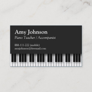Tarjeta De Visita Elegante, moderno, profesional, profesor de piano