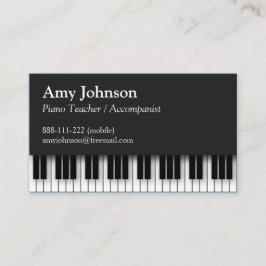 Tarjeta De Visita Elegante, moderno, profesional, profesor de piano