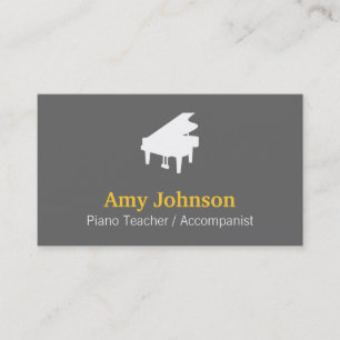 Tarjeta De Visita Elegante, moderno, profesional, profesor de piano