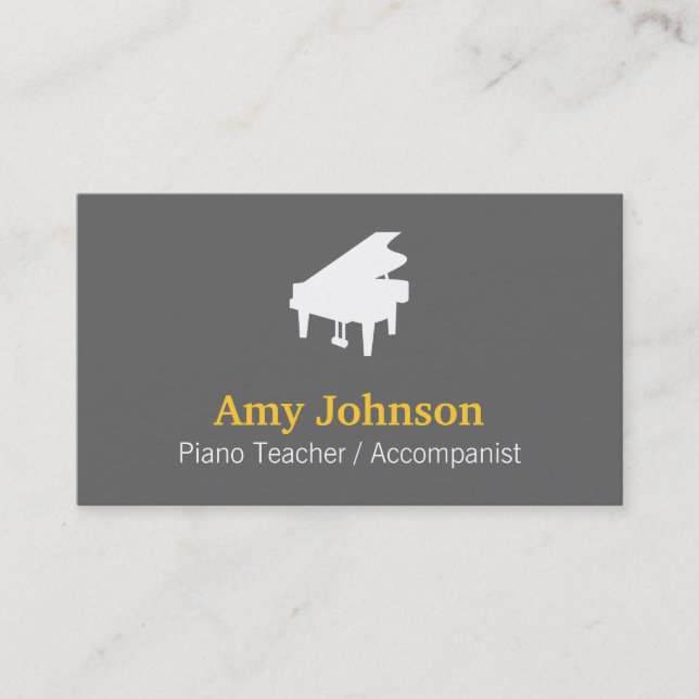Tarjeta De Visita Elegante, moderno, profesional, profesor de piano (Anverso)
