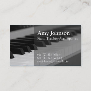 Tarjeta De Visita Elegante, moderno, profesional, profesor de piano
