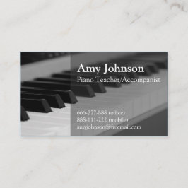 Tarjeta De Visita Elegante, moderno, profesional, profesor de piano