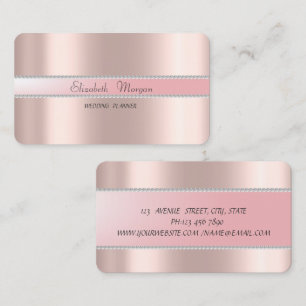 Tarjeta De Visita Elegante Moderno Profesional Rosa Dorado, Perlas