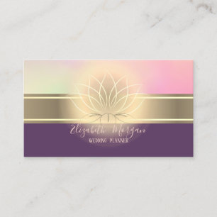 Tarjeta De Visita Elegante Moderno Proffesional Gold Stripe Lotus