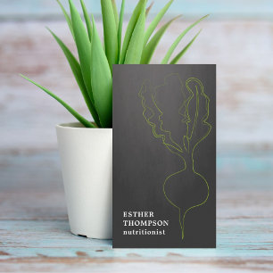 Tarjeta De Visita Elegante Moderno Rábano Gris Verde