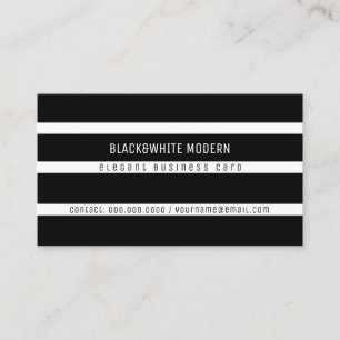 Tarjeta De Visita elegante moderno rayado de blanco y negro