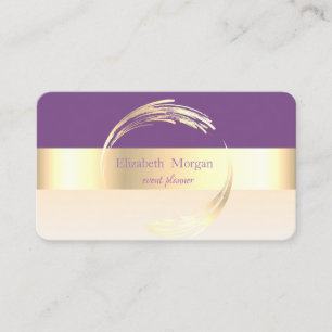 Tarjeta De Visita Elegante Moderno Rayado Estiloso Violeta,Dorado