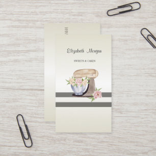 Tarjeta De Visita Elegante Moderno, Rayado, Floral de Repostería Mez
