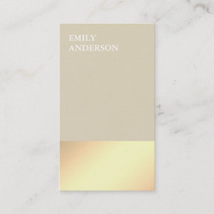 Tarjeta De Visita Elegante moderno resplandor dorado minimalista bei