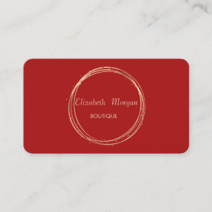 Tarjeta De Visita Elegante Moderno, Rojo, Círculo Dorado