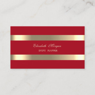 Tarjeta De Visita Elegante Moderno, Rojo, Rayado de Oro