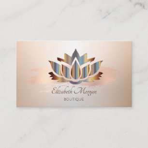 Tarjeta De Visita Elegante Moderno, Rosa Cepillo de Oro Stroke Lotus