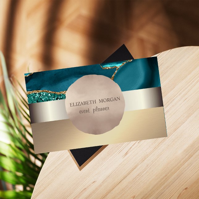 Tarjeta De Visita Elegante moderno, Rosa Círculo de oro verde esmera (Subido por el creador)