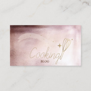 Tarjeta De Visita Elegante Moderno, Rosa Dorado, Batidor, Cocina