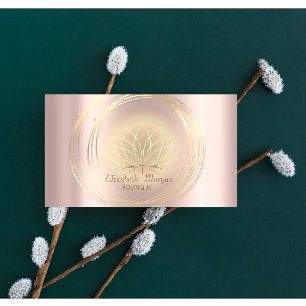 Tarjeta De Visita Elegante Moderno Rosa Dorado, Círculos de Oro Loto