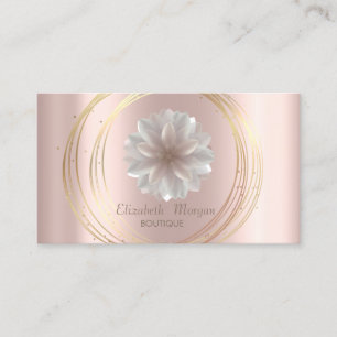 Tarjeta De Visita Elegante Moderno Rosa Dorado, Círculos Loto