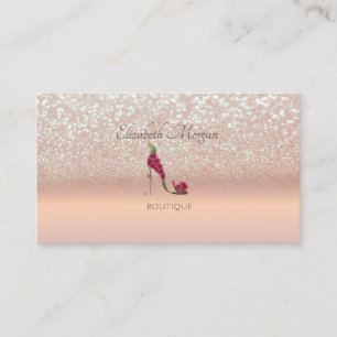 Tarjeta De Visita Elegante Moderno, Rosa Purpurina de oro Bokeh Talo