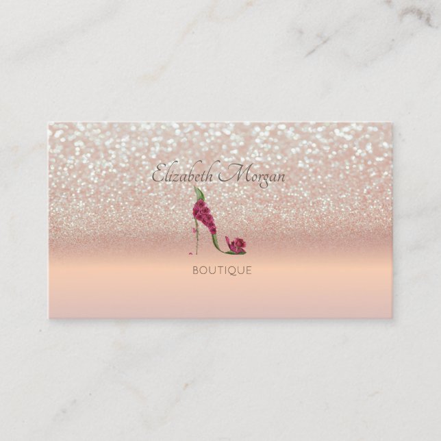 Tarjeta De Visita Elegante Moderno, Rosa Purpurina de oro Bokeh Talo (Anverso)