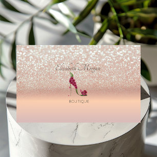 Tarjeta De Visita Elegante Moderno, Rosa Purpurina de oro Bokeh Talo