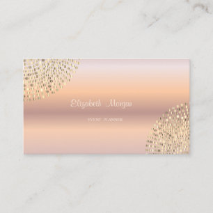 Tarjeta De Visita Elegante Moderno Sencillo de Oro Rosa con Puntos