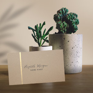 Tarjeta De Visita Elegante Moderno Sencillo, Franja Dorada