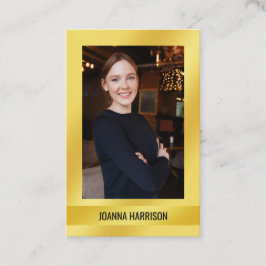 Tarjeta De Visita Elegante moderno Shimmery Shiny Gold Photo Europea