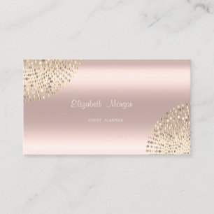 Tarjeta De Visita Elegante Moderno Simple, Puntos, Dorado Rosa