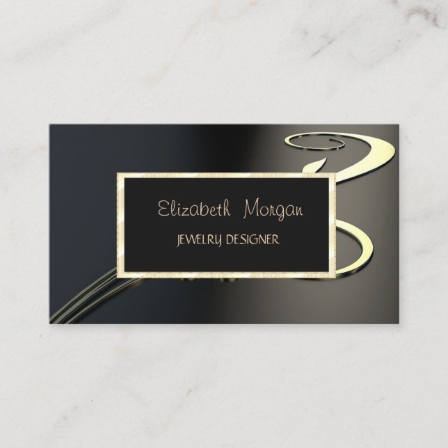 Tarjeta De Visita Elegante Moderno Swirl, Diseñador De Joyas De Marc (Anverso)