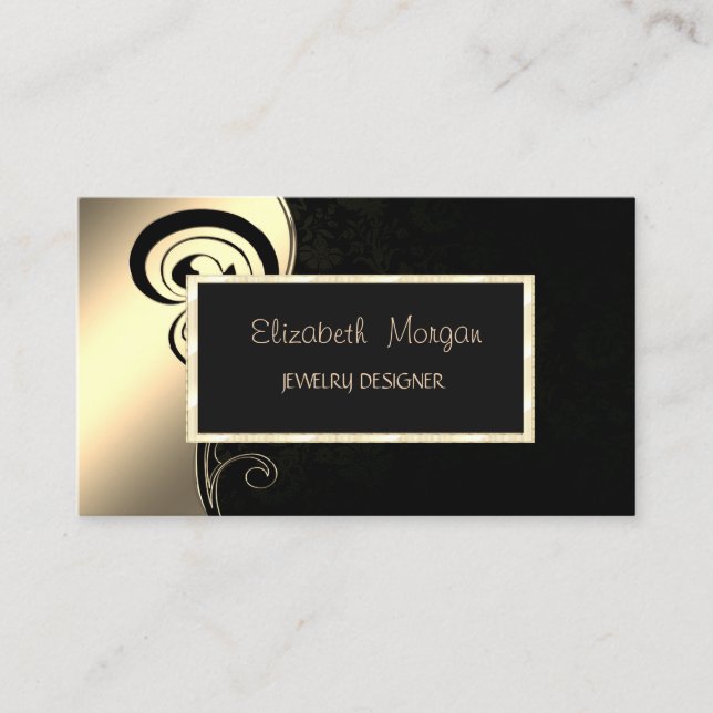 Tarjeta De Visita Elegante Moderno Swirl, Diseñador De Joyas De Marc (Anverso)