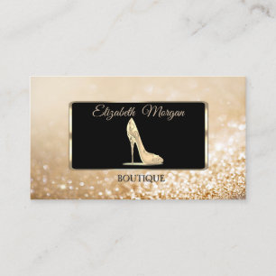 Tarjeta De Visita Elegante Moderno Tacón Alto Bokeh Dorado