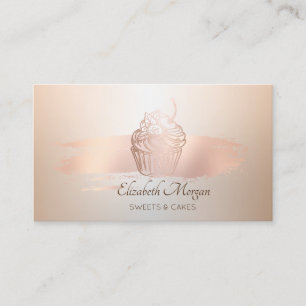 Tarjeta De Visita Elegante Moderno, Trazo de Pincel de Oro Rosa Cupc
