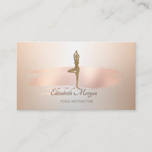 Tarjeta De Visita Elegante moderno, trazo de pincel dorado rosa