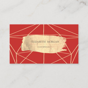 Tarjeta De Visita Elegante Moderno Trazo de Pincel Geométrico Dorado